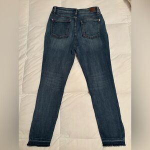 Judy Blue Light Wash Denim Skinny Fit High Waist Jeans with raw edge hem